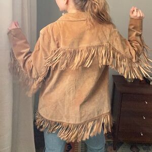 Vintage Marlboro Miles Red Star Suede Fringe Leather Jacket - S